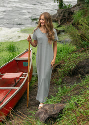 Jane Teal Stripe T-shirt Maxi Dress