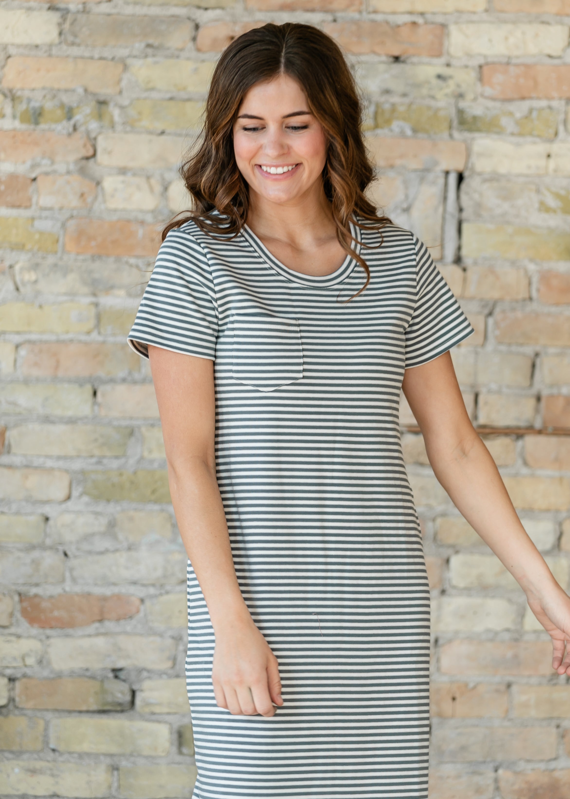 Jane Teal Stripe T-shirt Maxi Dress