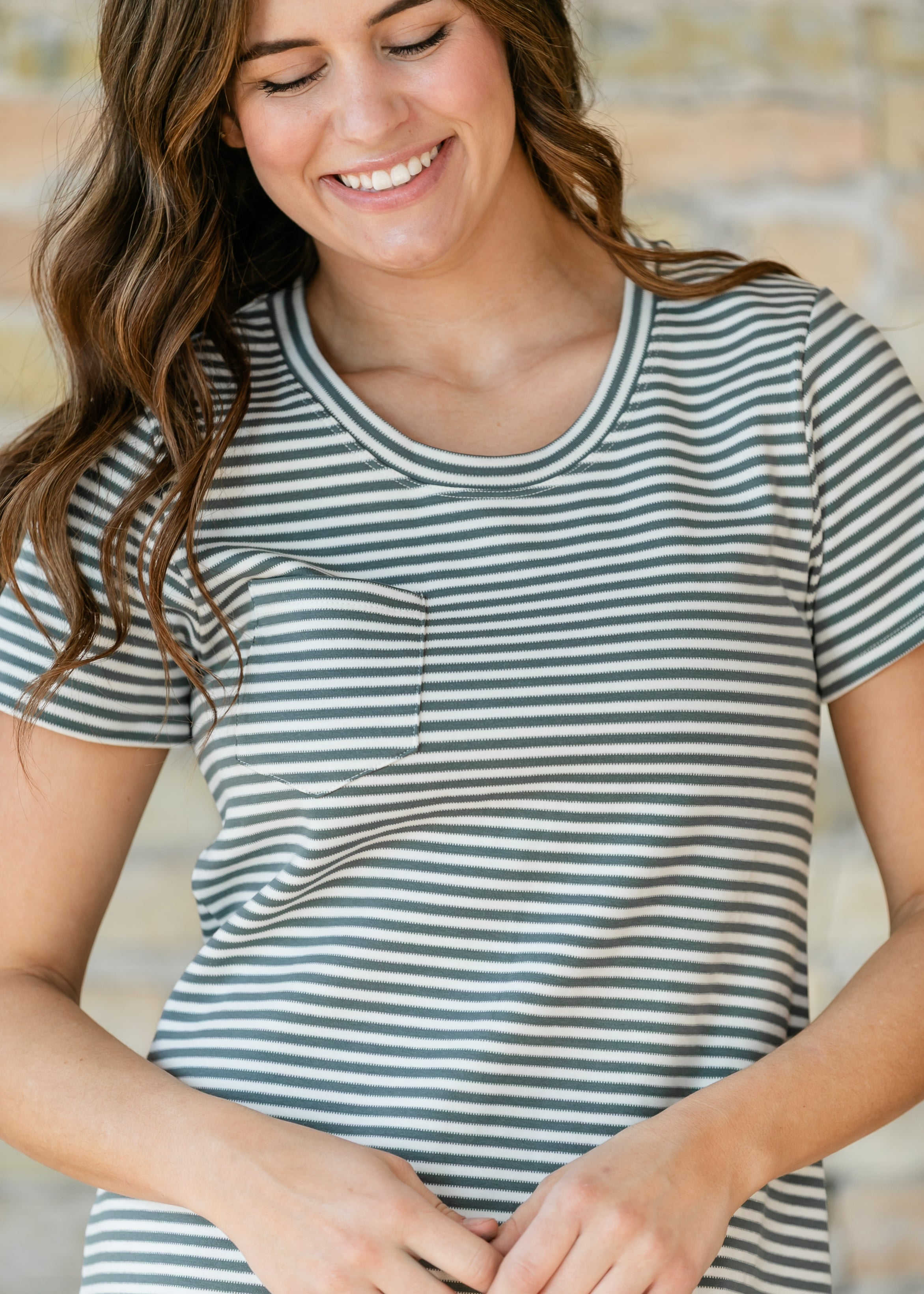 Jane Teal Stripe T-shirt Maxi Dress