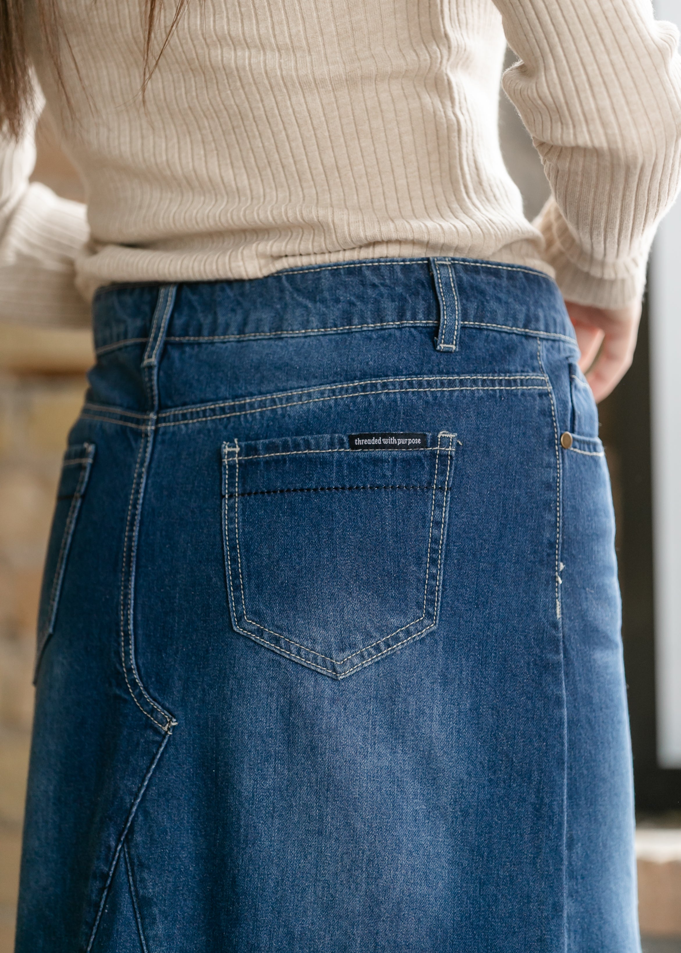 Jennifer A-line Long Denim Skirt | Includes Plus Size