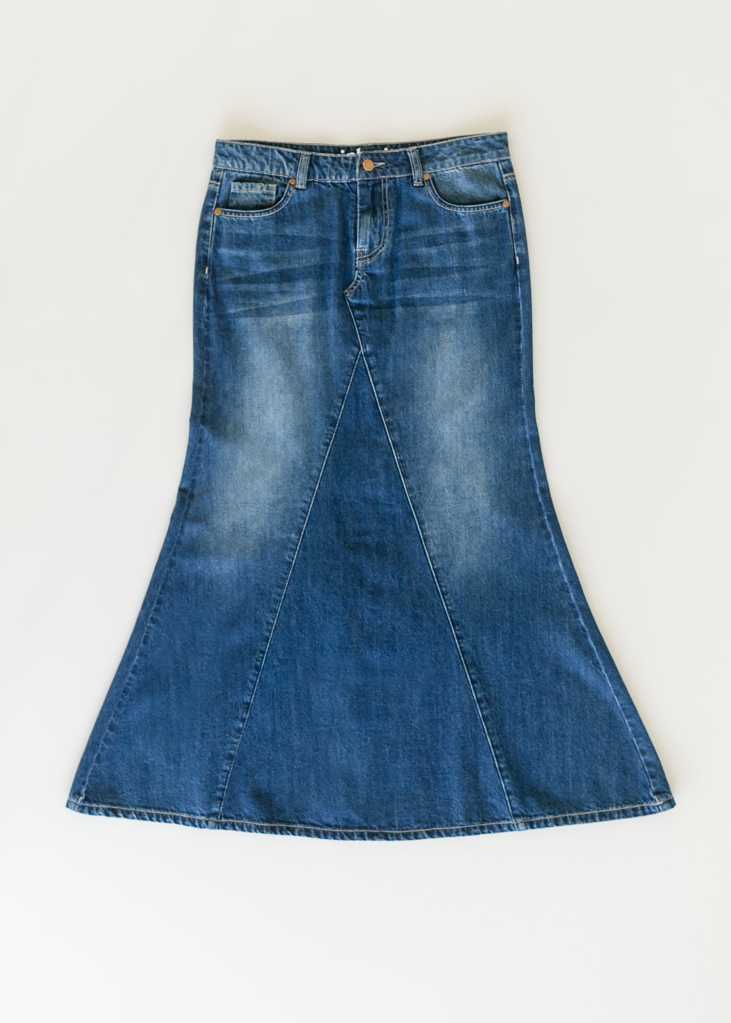 Jennifer A-line Long Denim Skirt | Includes Plus Size