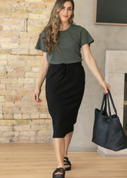 Jordan Black Knit Midi Skirt