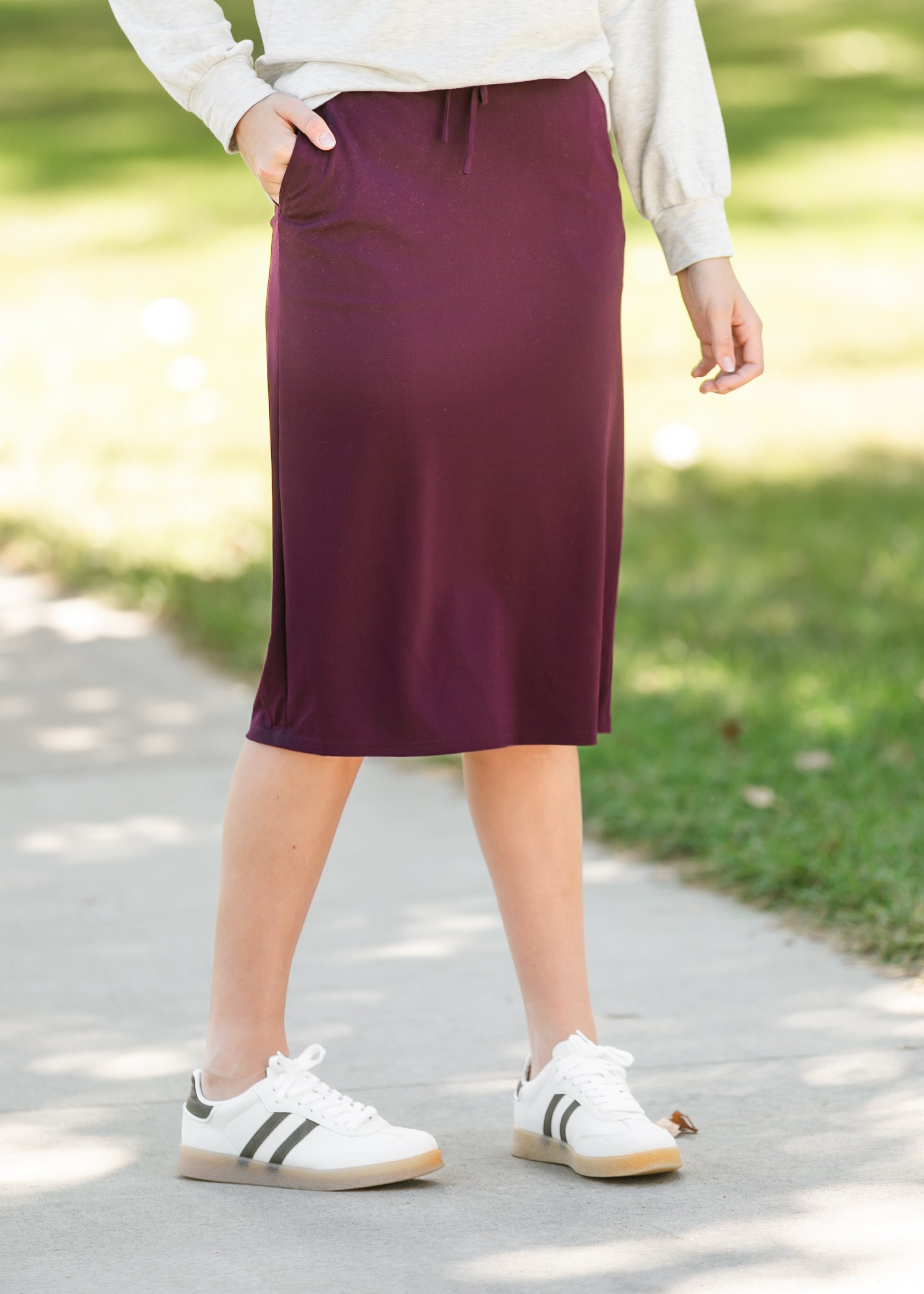 Jordan Eggplant Knit Midi Skirt