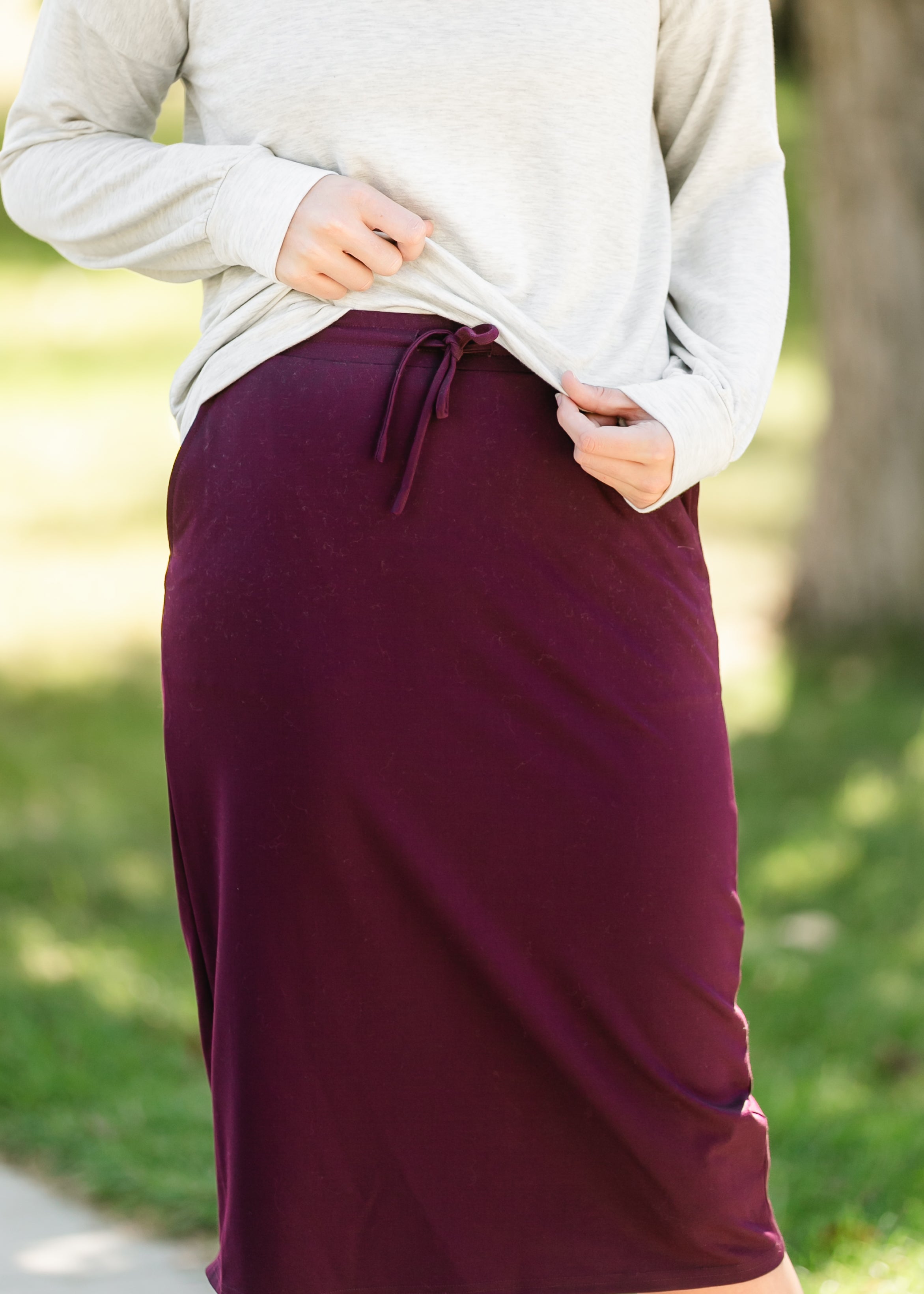 Jordan Eggplant Knit Midi Skirt