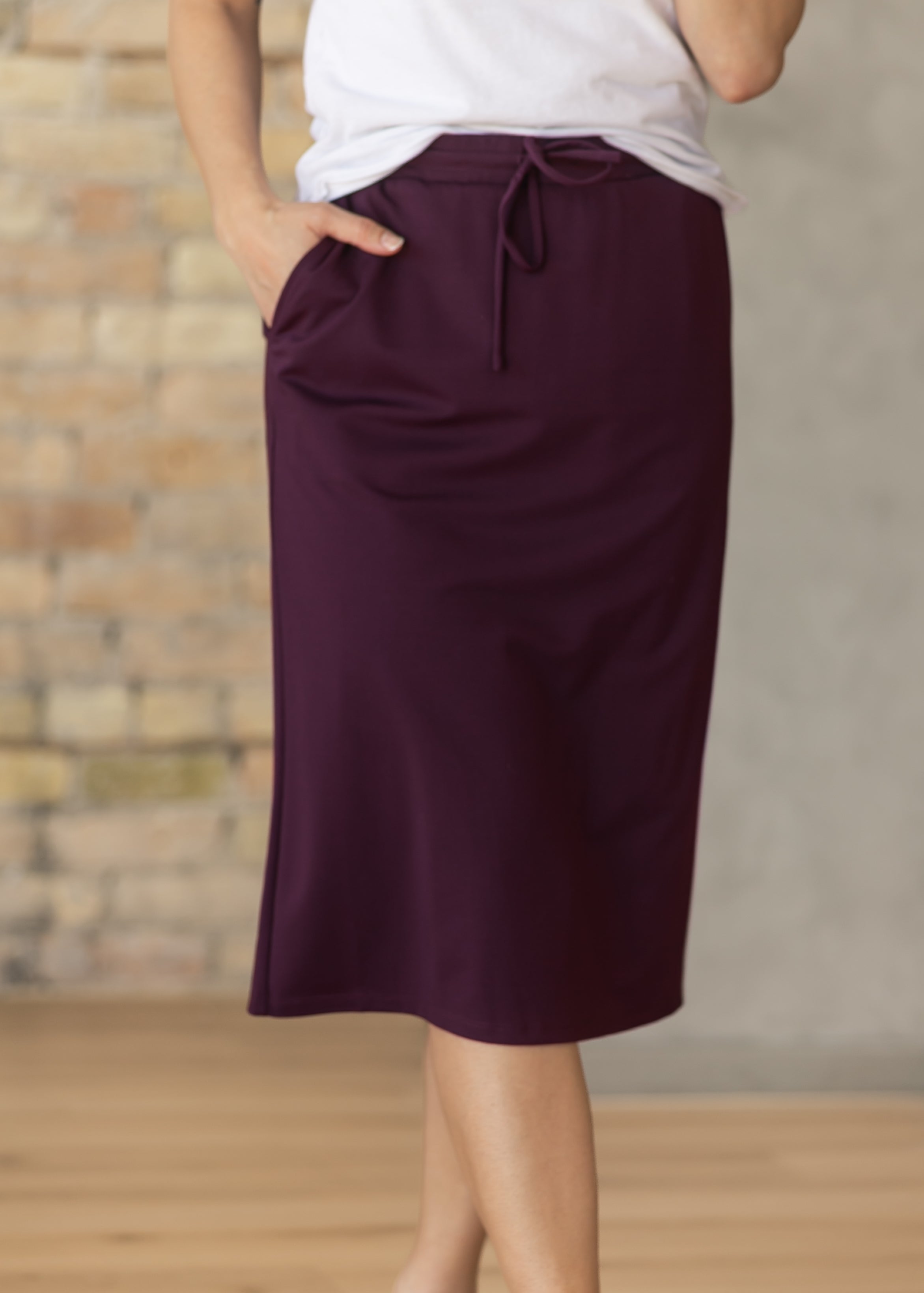 Jordan Eggplant Knit Midi Skirt