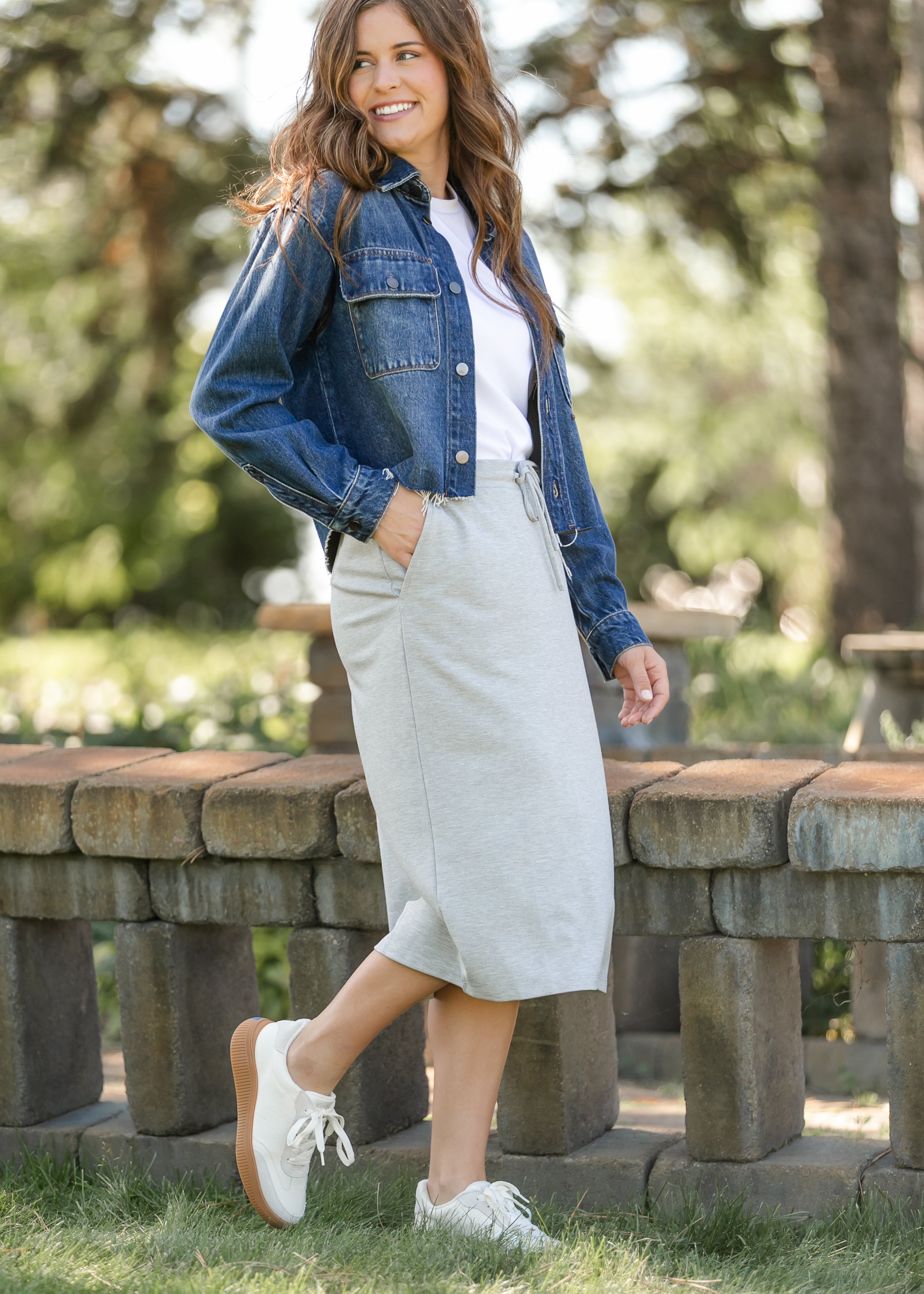 Jordan Heather Gray Knit Midi Skirt