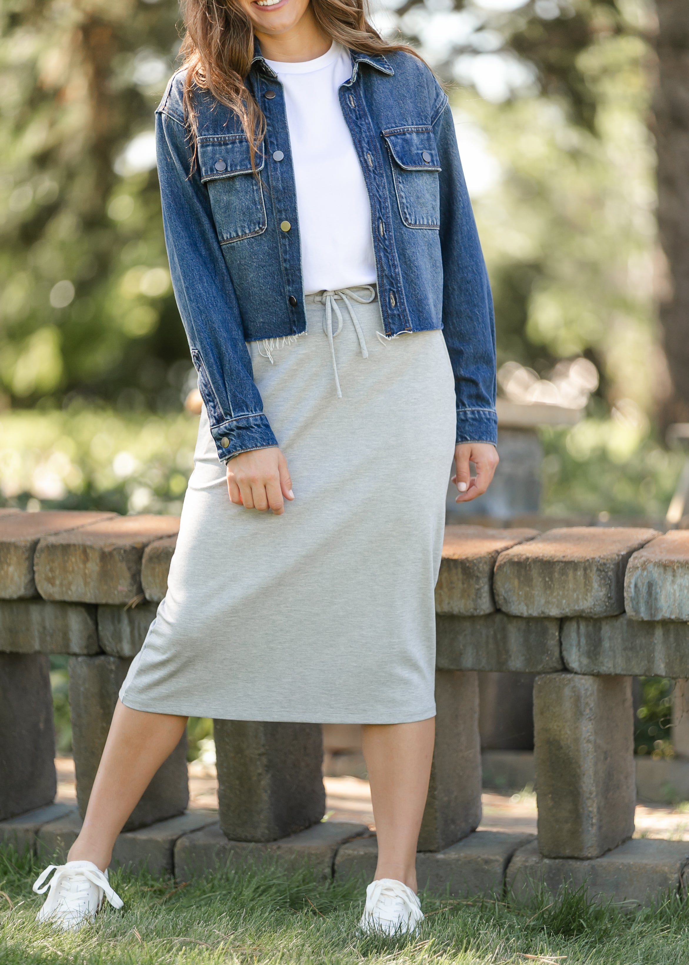Jordan Heather Gray Knit Midi Skirt