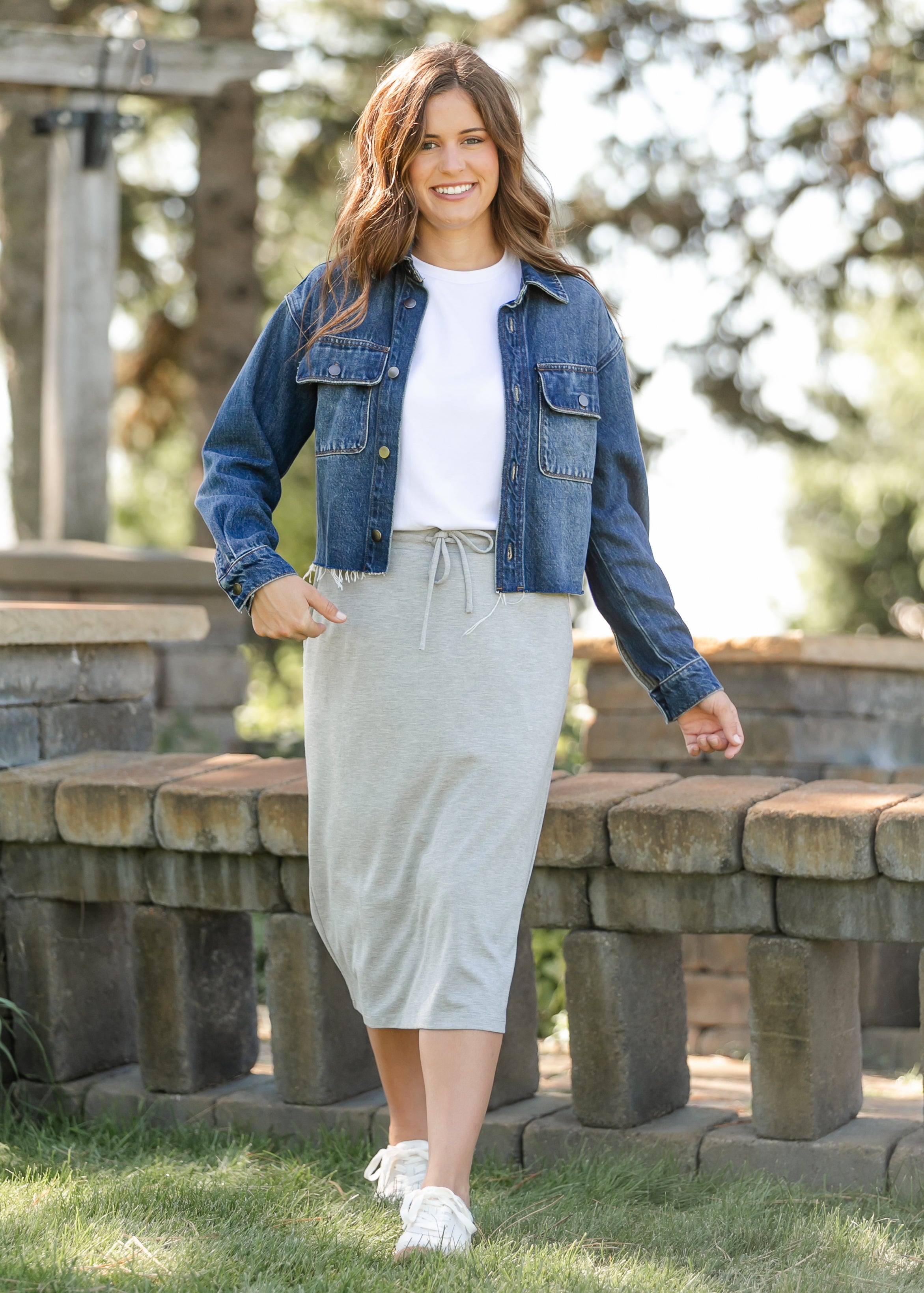 Jordan Heather Gray Knit Midi Skirt