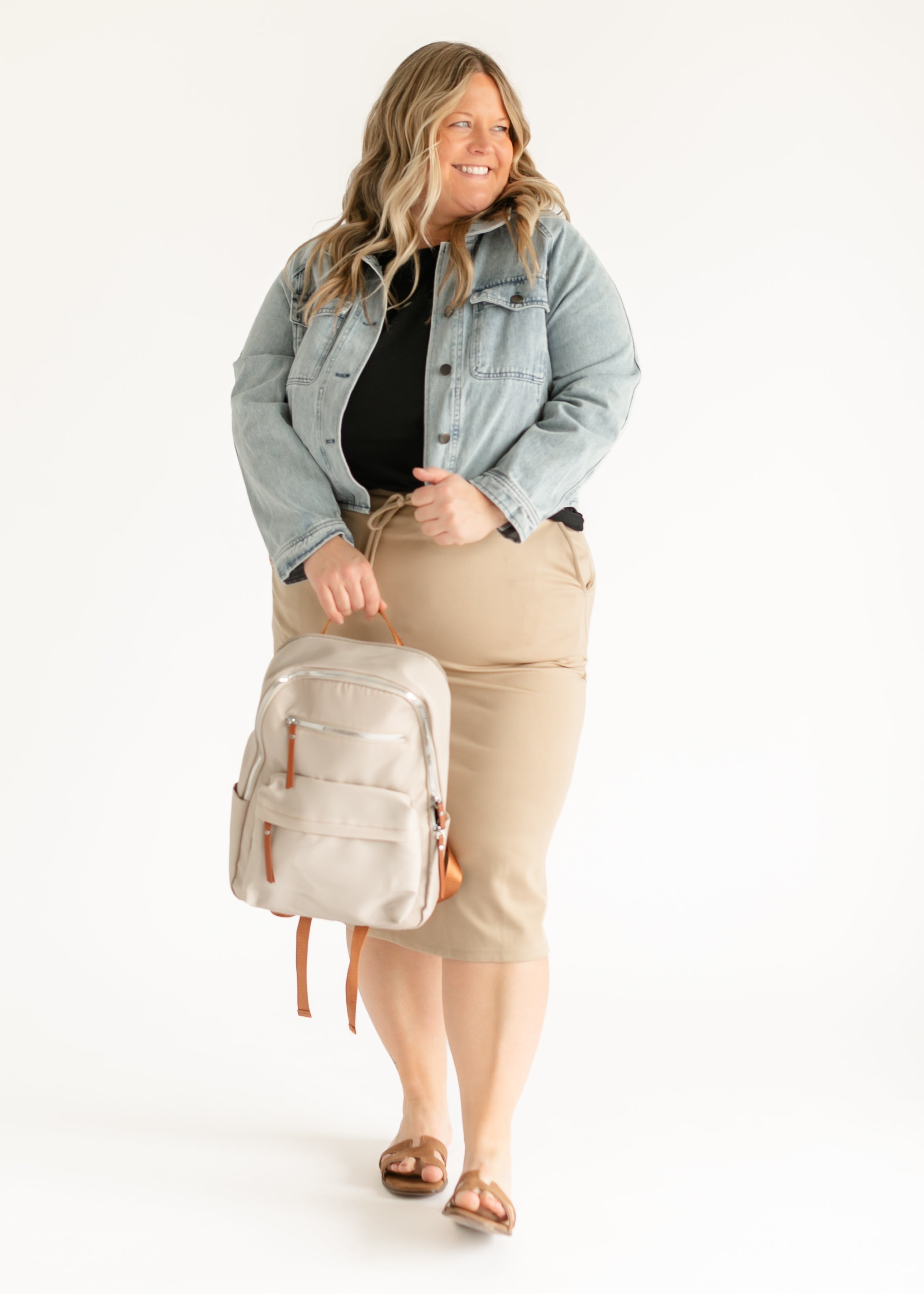 Jordan Khaki Knit Midi Skirt