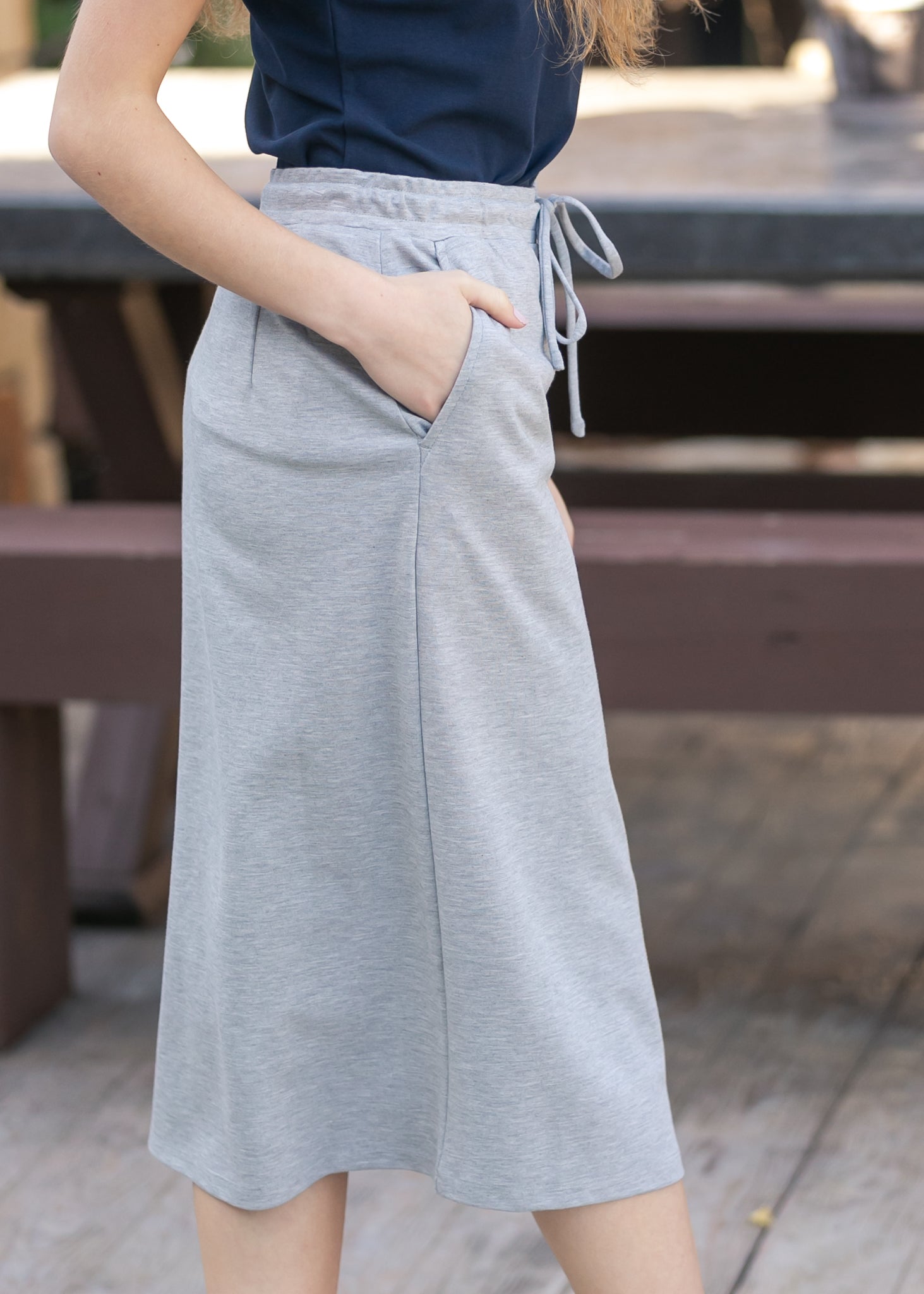 Jordan Heather Gray Knit Midi Skirt