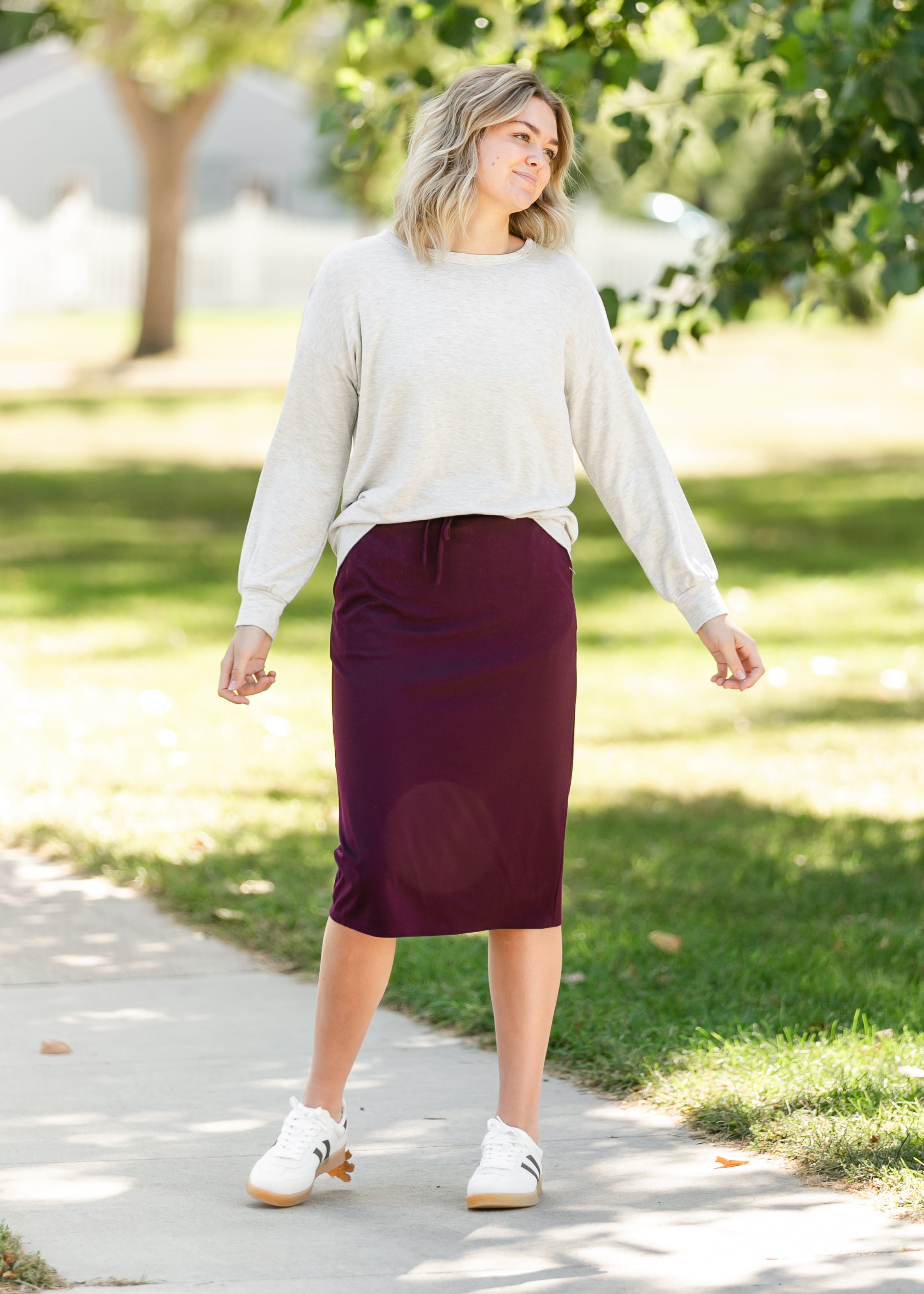 Jordan Eggplant Knit Midi Skirt