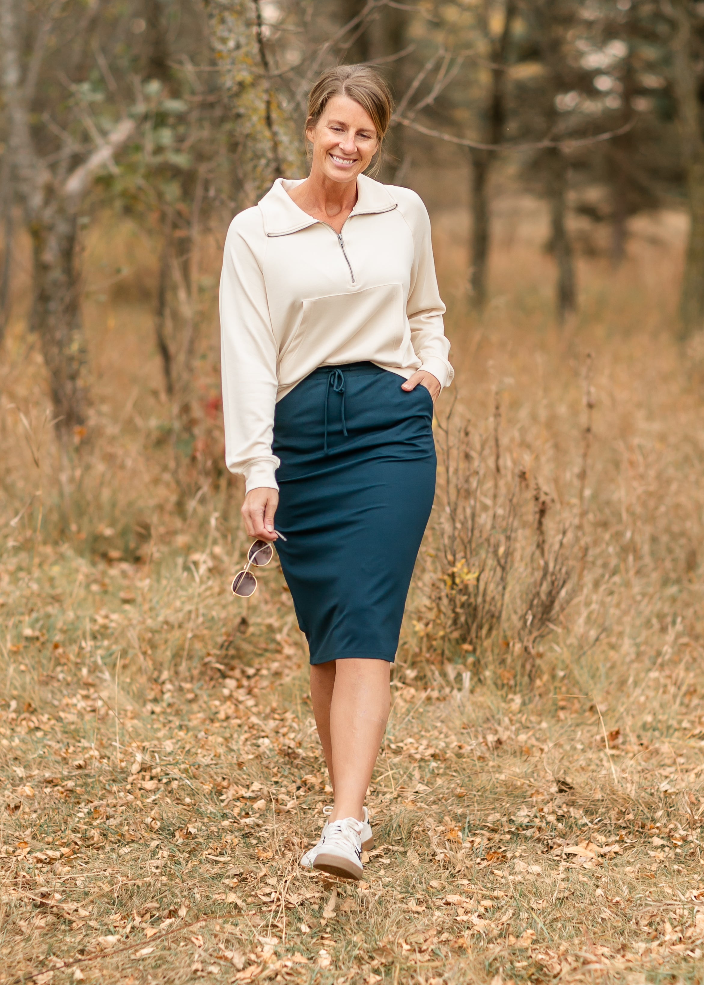 Jordan Teal Knit Midi Skirt