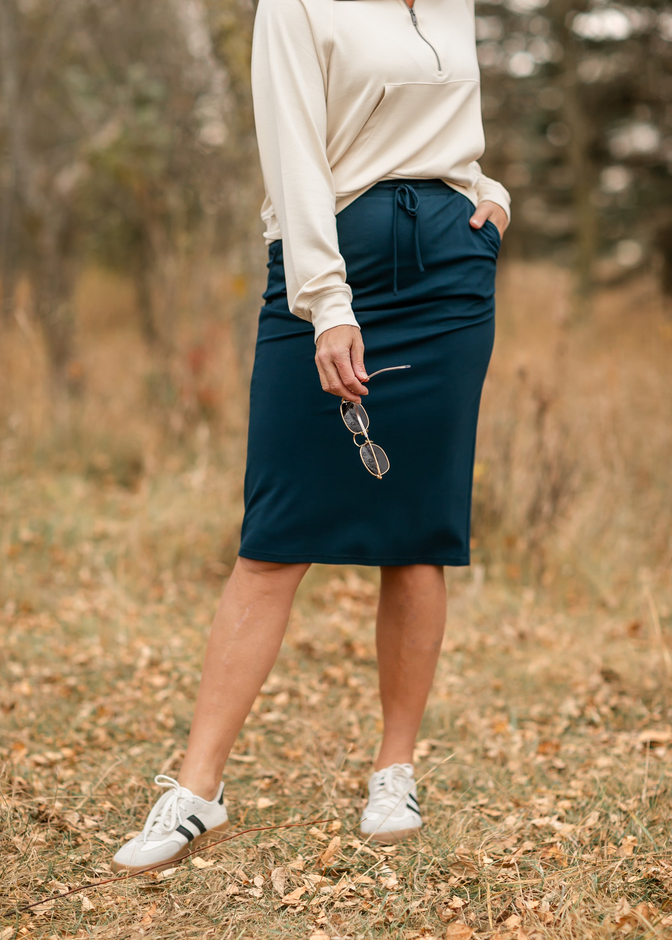 Jordan Teal Knit Midi Skirt