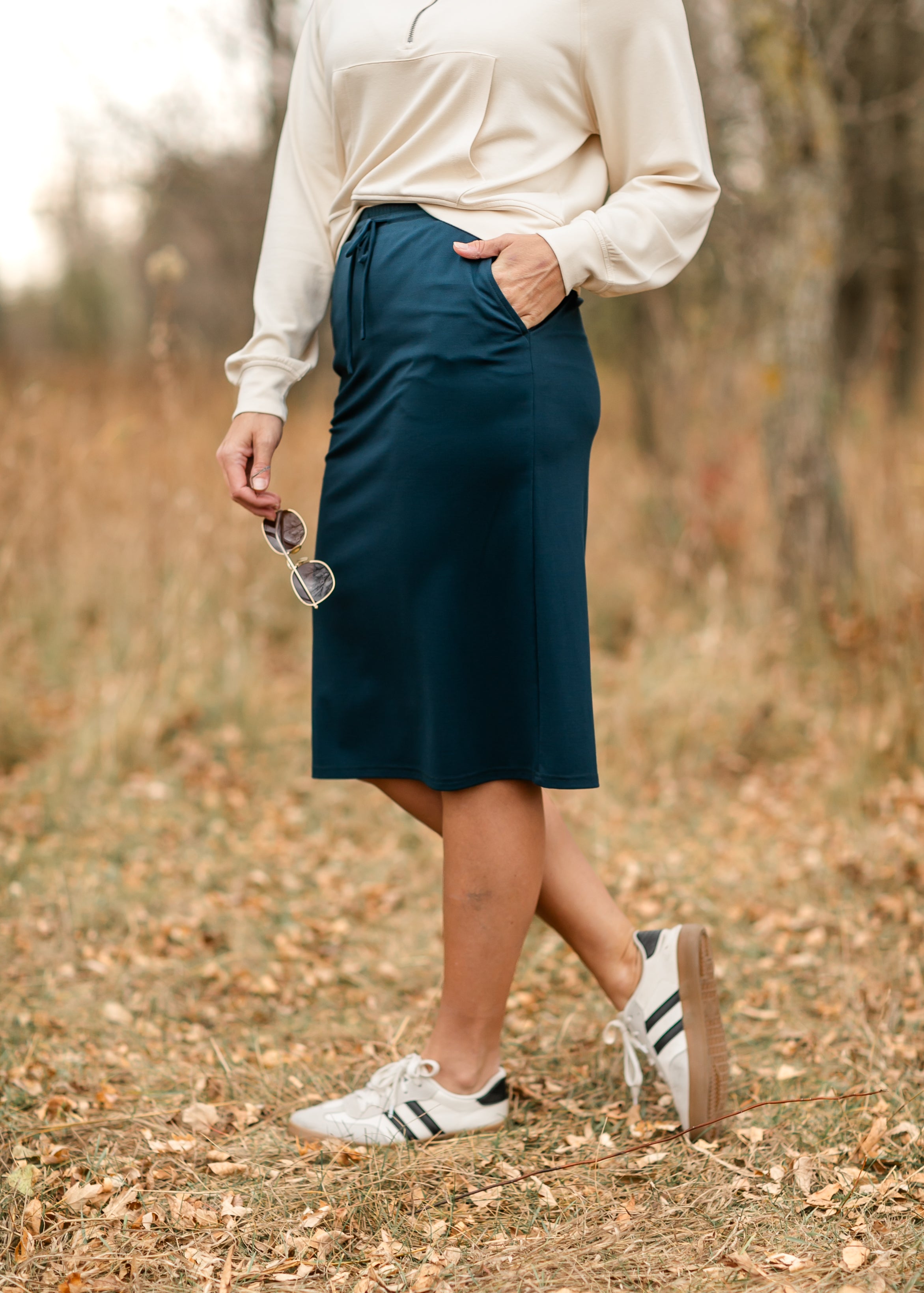 Jordan Teal Knit Midi Skirt