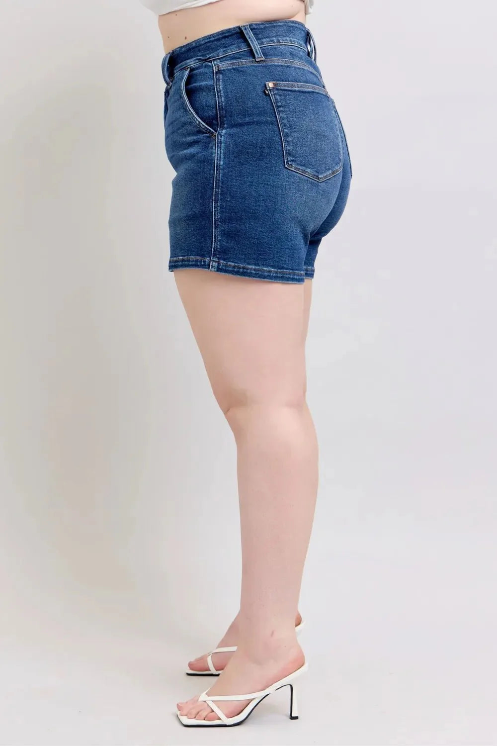 Judy Blue Full Size Double Button Waistband Denim Shorts | Includes Plus Size