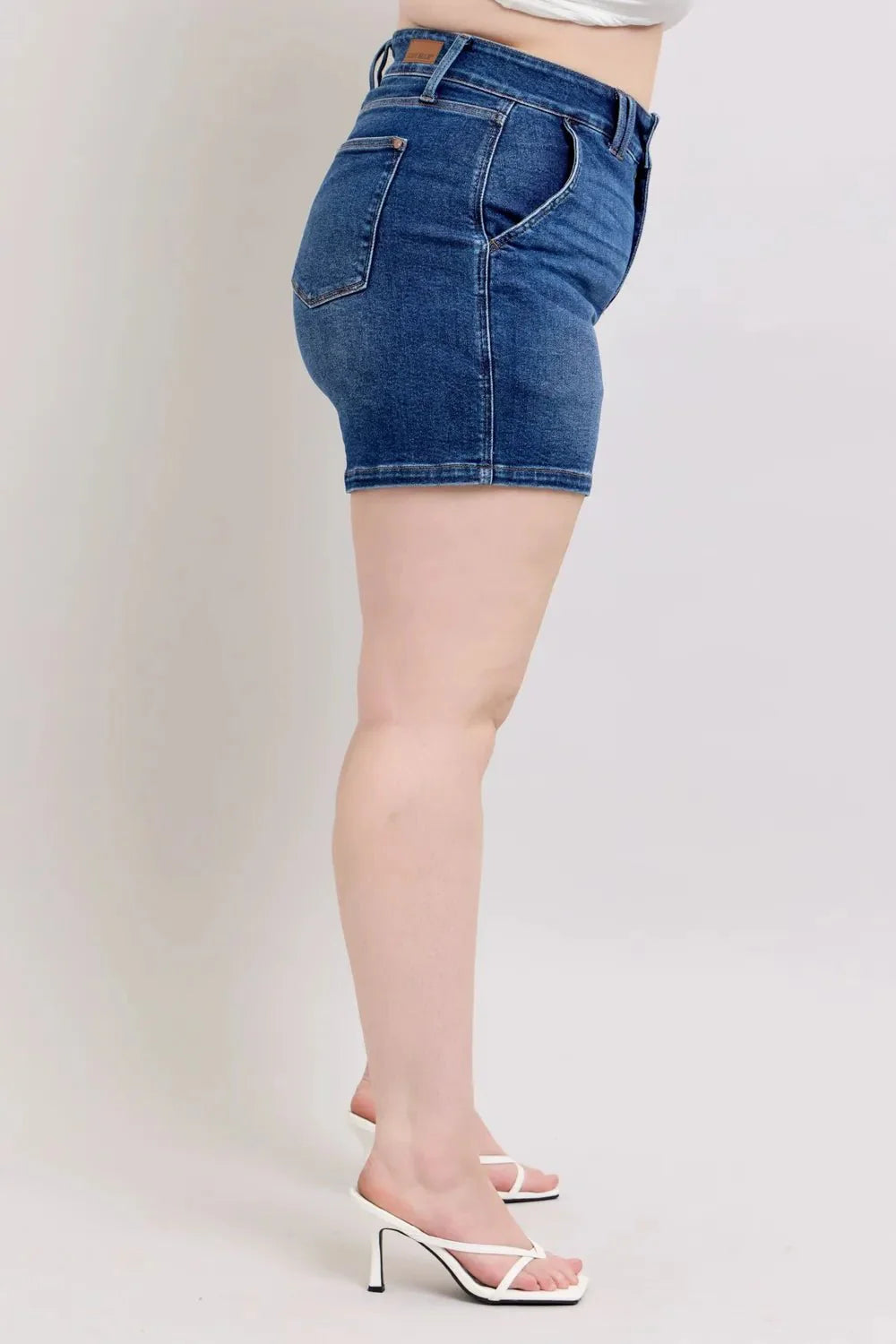 Judy Blue Full Size Double Button Waistband Denim Shorts | Includes Plus Size