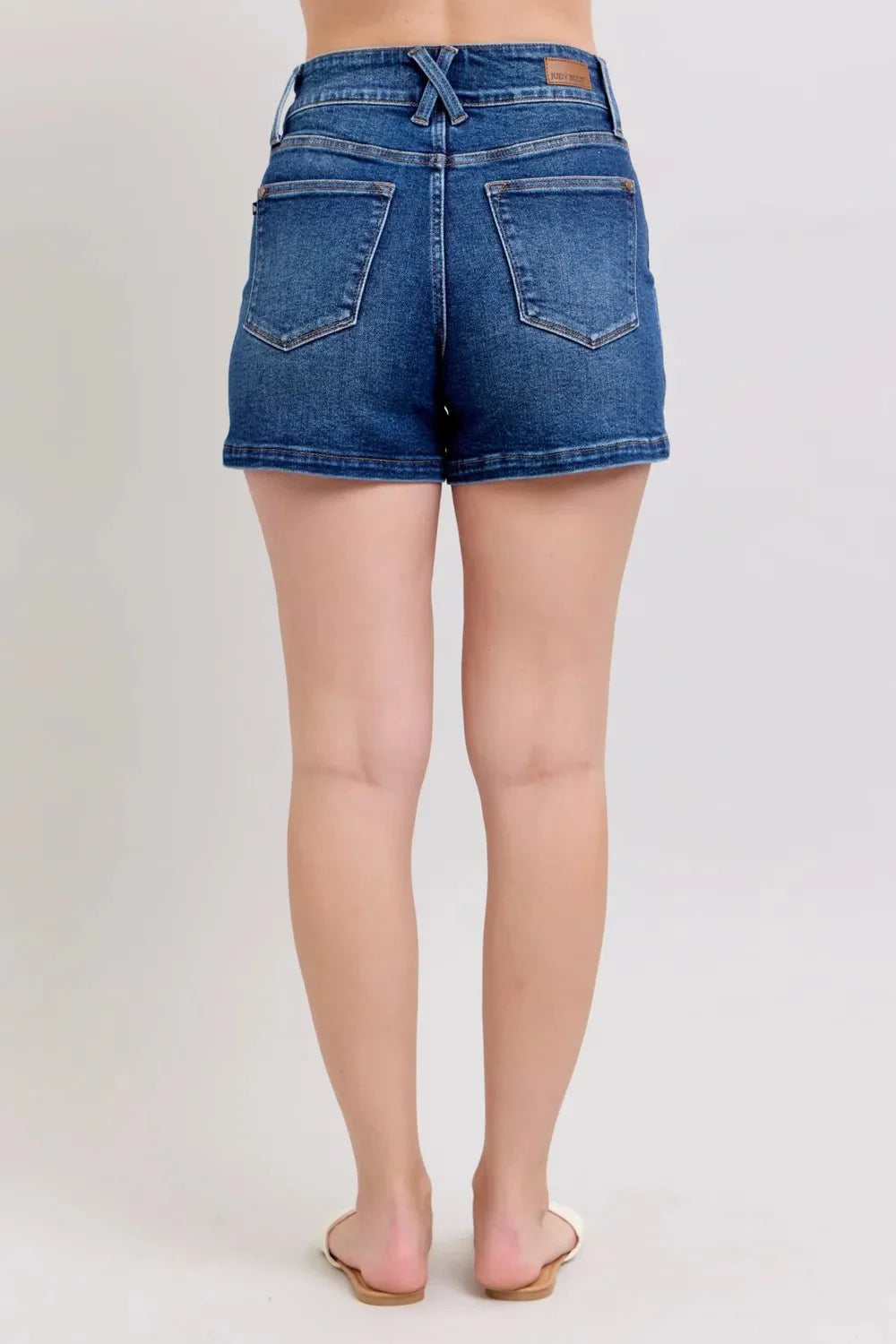 Judy Blue Full Size Double Button Waistband Denim Shorts | Includes Plus Size