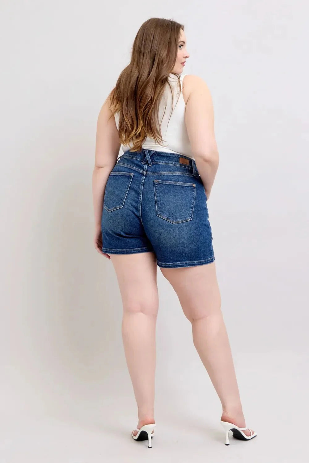 Judy Blue Full Size Double Button Waistband Denim Shorts | Includes Plus Size