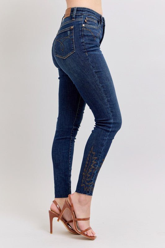 Judy Blue Full Size Embroidered High Rise Skinny Jeans | Includes Plus Size