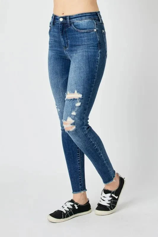 Judy Blue Full Size  High Waist Distressed Skinny Jeans | Includes Plus Size