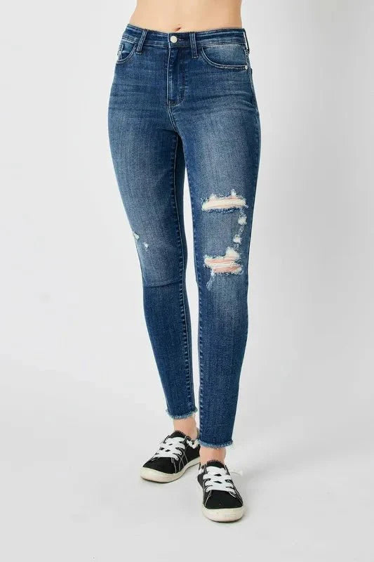 Judy Blue Full Size  High Waist Distressed Skinny Jeans | Includes Plus Size