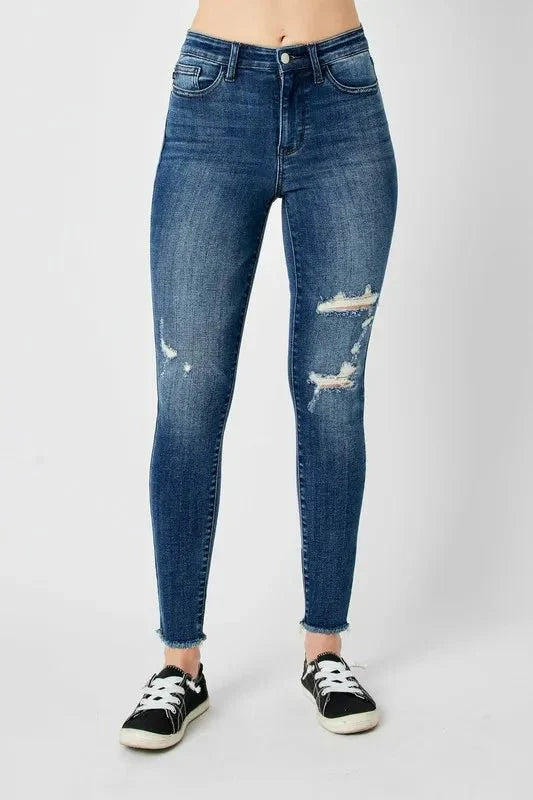 Judy Blue Full Size  High Waist Distressed Skinny Jeans | Includes Plus Size