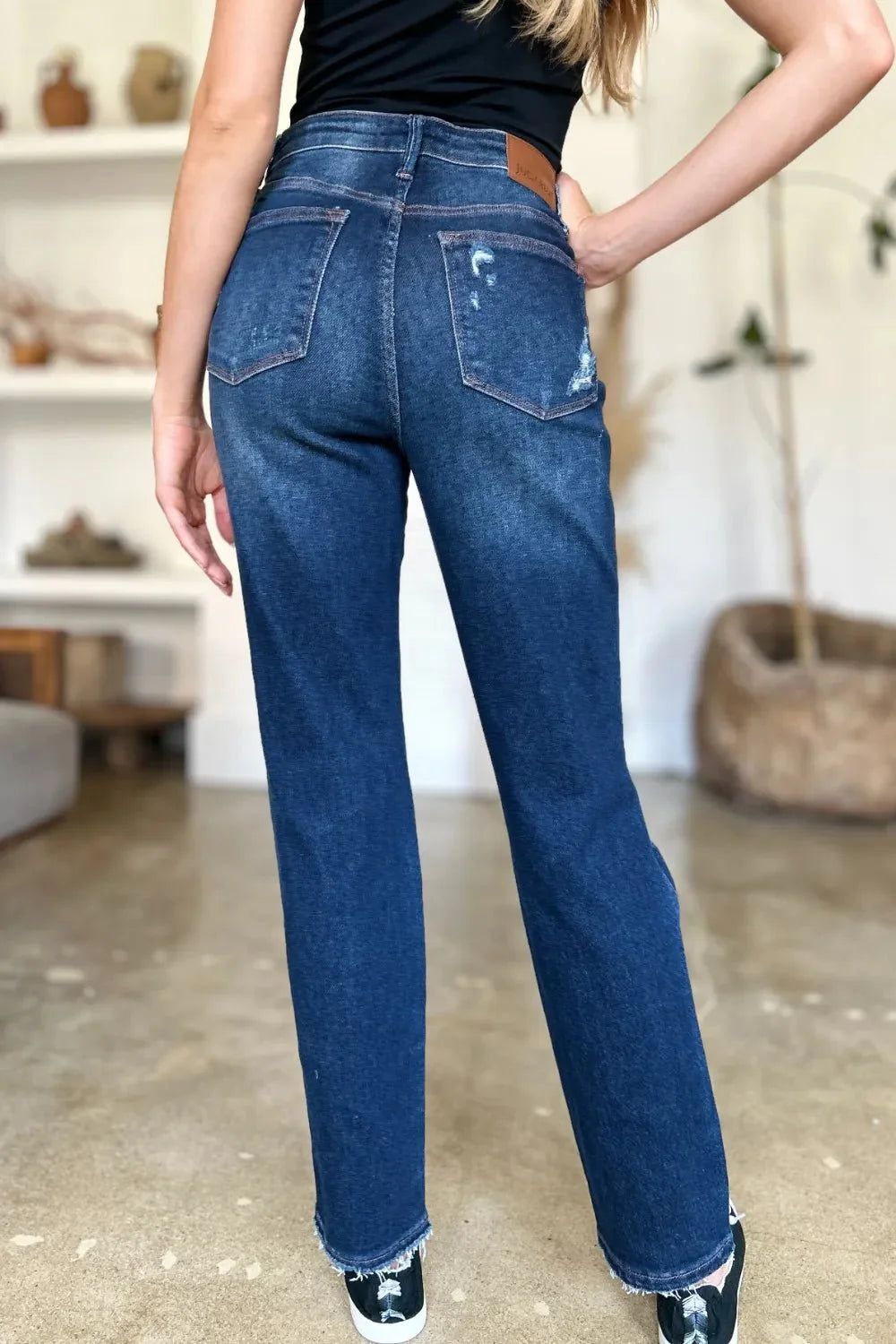 Judy Blue Full Size High Waist Rigid Magic Heavy Destroy Straight Jeans | Includes Plus Size