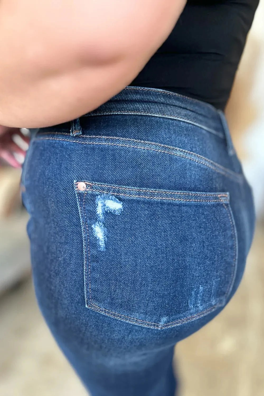 Judy Blue Full Size High Waist Rigid Magic Heavy Destroy Straight Jeans | Includes Plus Size