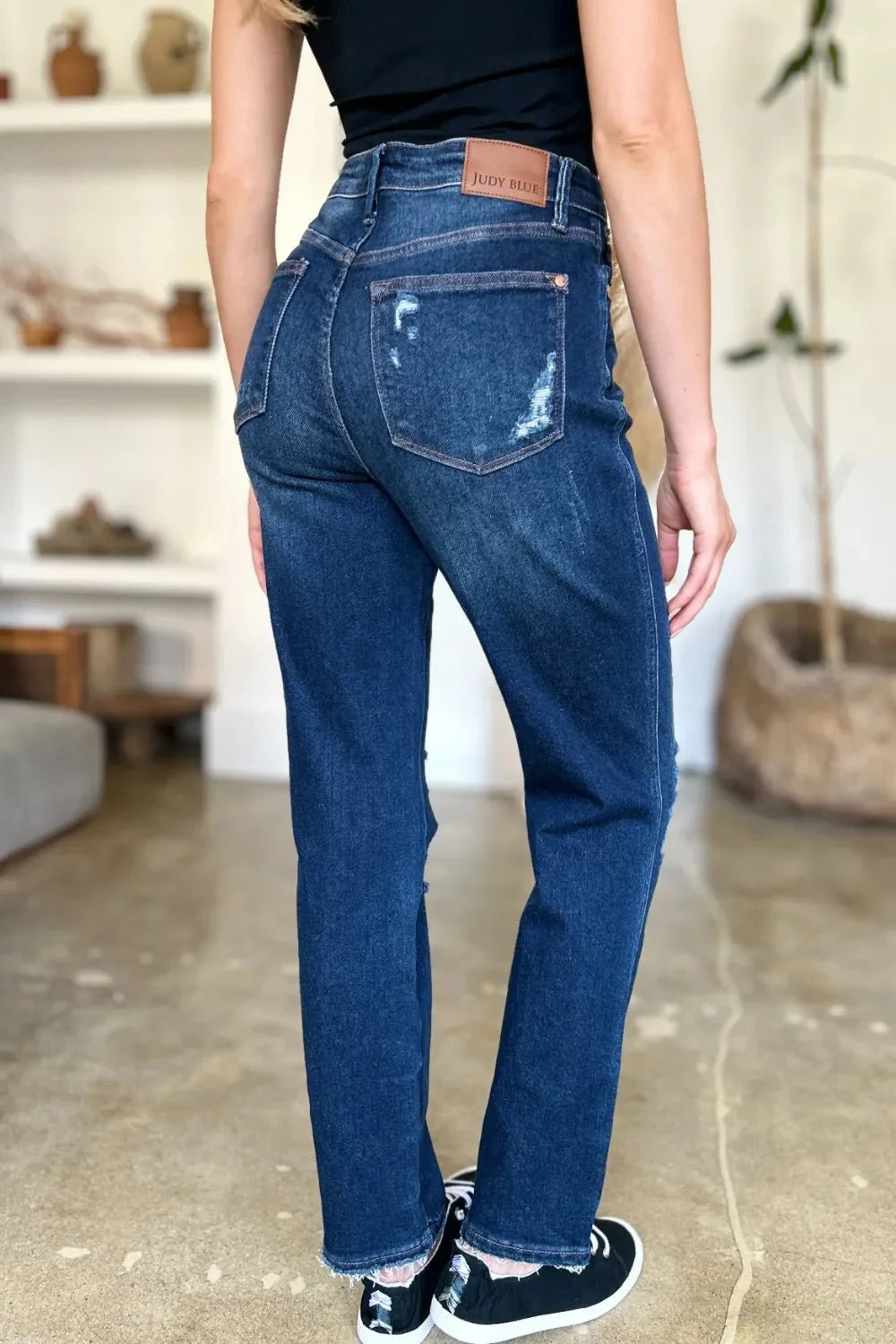 Judy Blue Full Size High Waist Rigid Magic Heavy Destroy Straight Jeans | Includes Plus Size