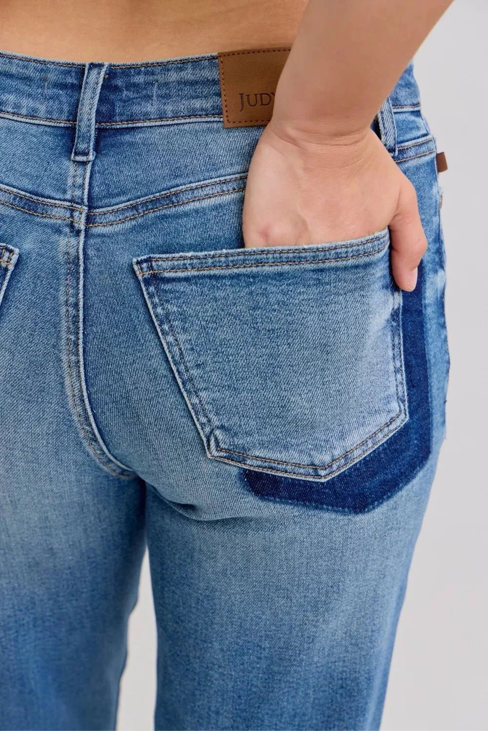 Judy Blue Full Size Mid Rise Bf Patch & Repair Destroy Release Hem Jeans | Includes Plus Size