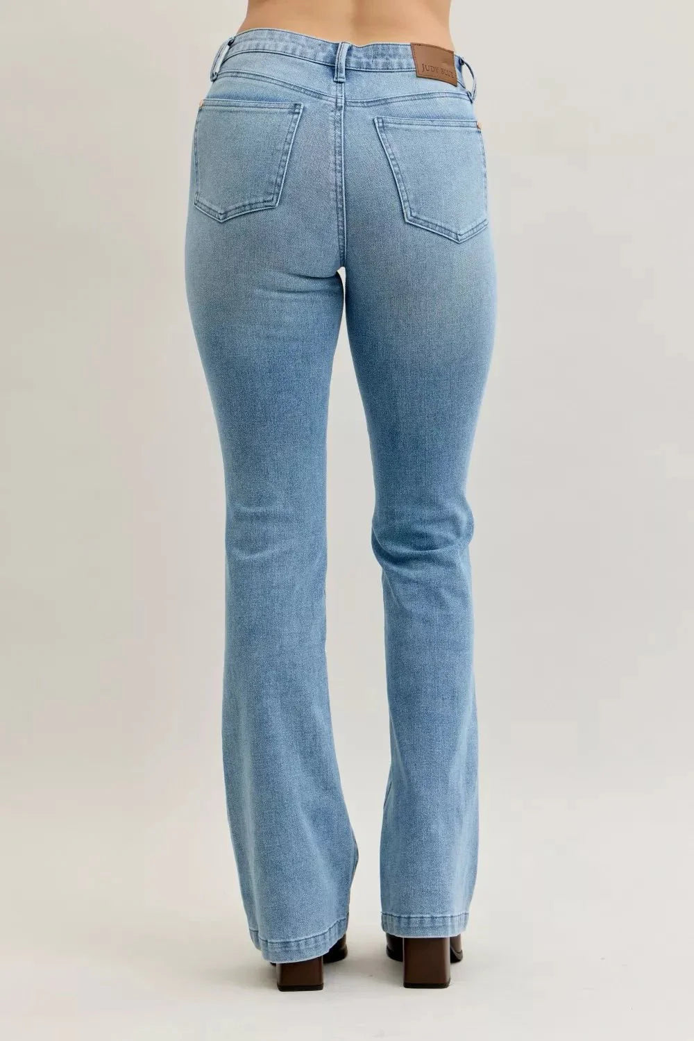 Judy Blue Full Size Mid Rise Bootcut Jeans With Contrast Wash & Front Patch Pockets | Includes Plus Size