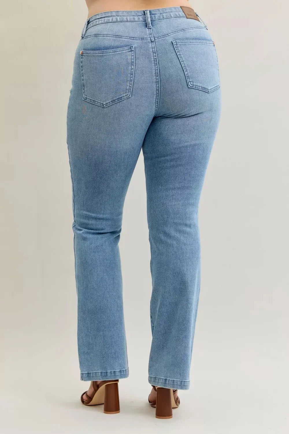 Judy Blue Full Size Mid Rise Bootcut Jeans With Contrast Wash & Front Patch Pockets | Includes Plus Size
