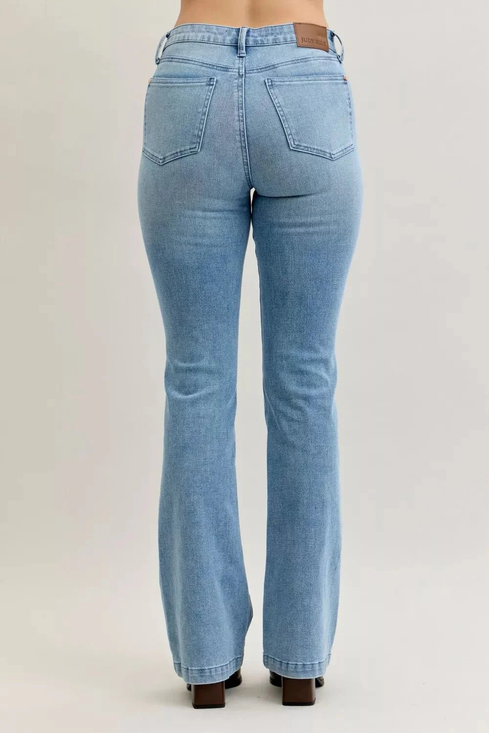 Judy Blue Full Size Mid Rise Bootcut Jeans With Contrast Wash & Front Patch Pockets | Includes Plus Size