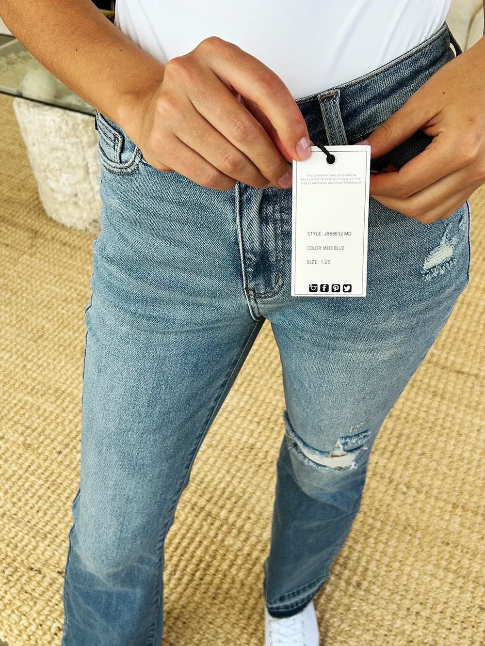 Judy Blue Full Size Mid Rise Destroyed Hem Distressed Jeans | Includes Plus Size