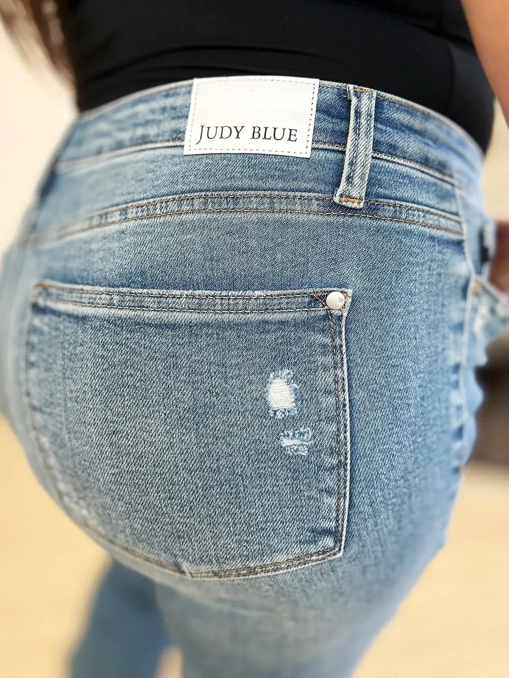 Judy Blue Full Size Mid Rise Destroyed Hem Distressed Jeans | Includes Plus Size