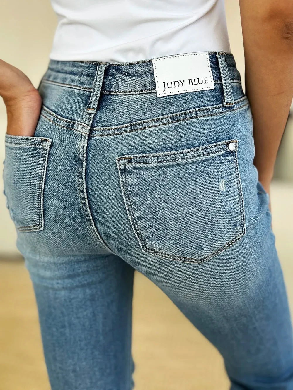 Judy Blue Full Size Mid Rise Destroyed Hem Distressed Jeans | Includes Plus Size