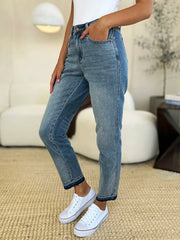 Judy Blue Full Size Mid Rise Rigid Magic Release Hem Jeans | Includes Plus Size