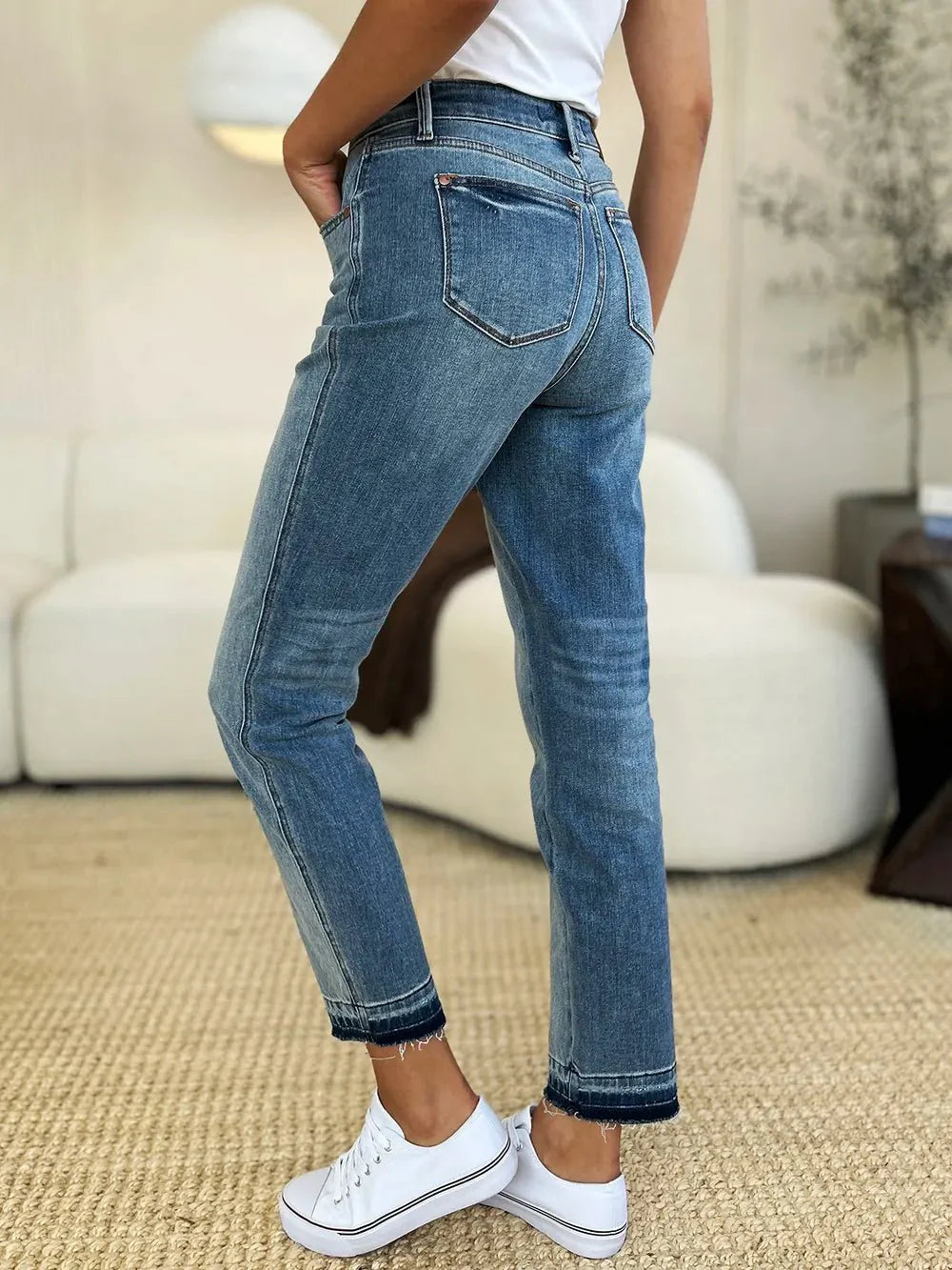 Judy Blue Full Size Mid Rise Rigid Magic Release Hem Jeans | Includes Plus Size