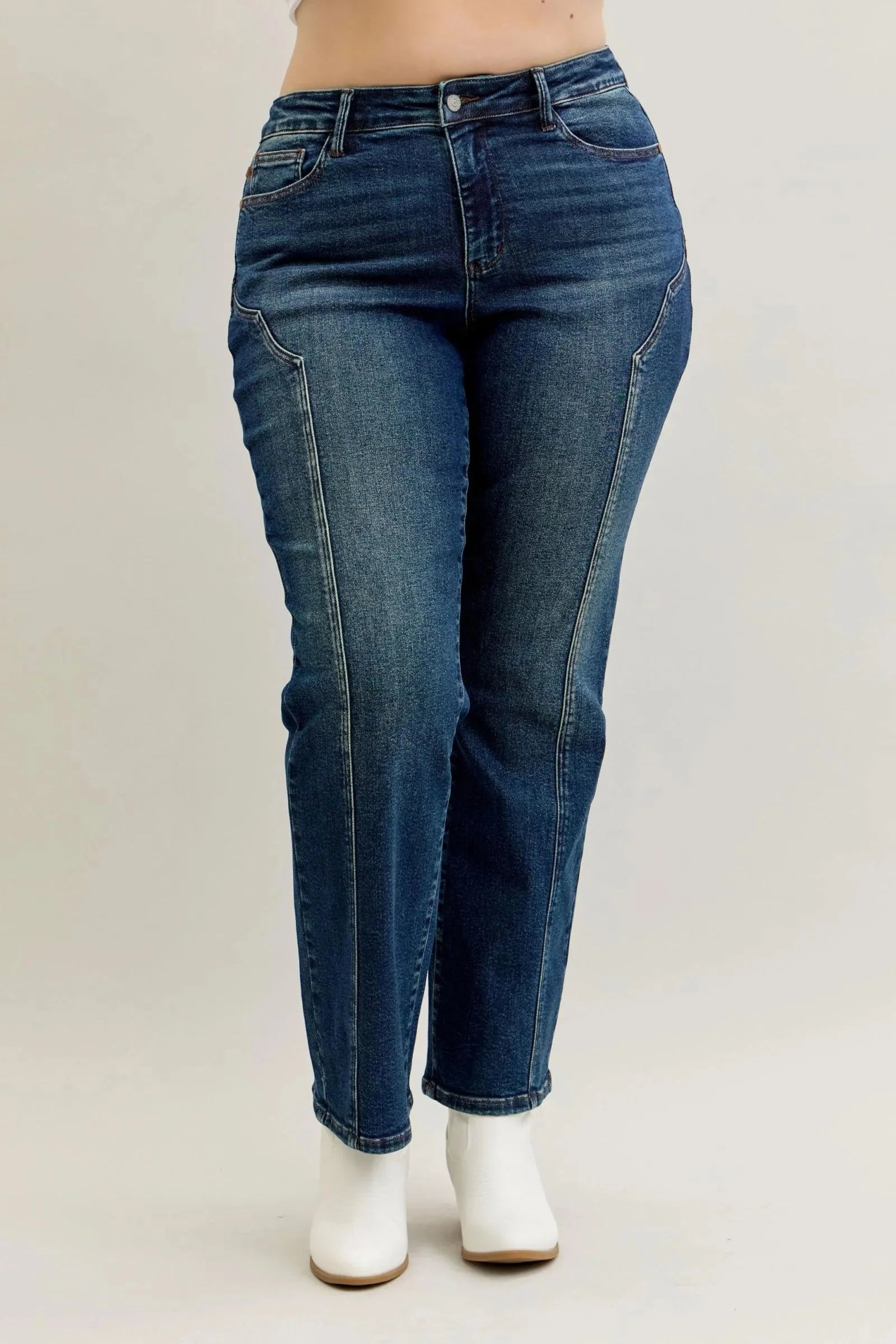 Judy Blue Full Size Seam Detail Straight Leg Jeans | Includes Plus Size