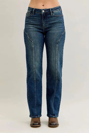 Judy Blue Full Size Seam Detail Straight Leg Jeans | Includes Plus Size