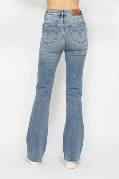 Judy Blue Full Size Tummy Control Back Embroidered Pocketed Bootcut Jeans | Includes Plus Size