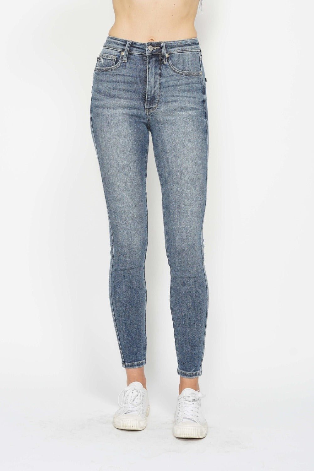Judy Blue Full Size Tummy Control Contrast Wash Skinny Jeans | Includes Plus Size