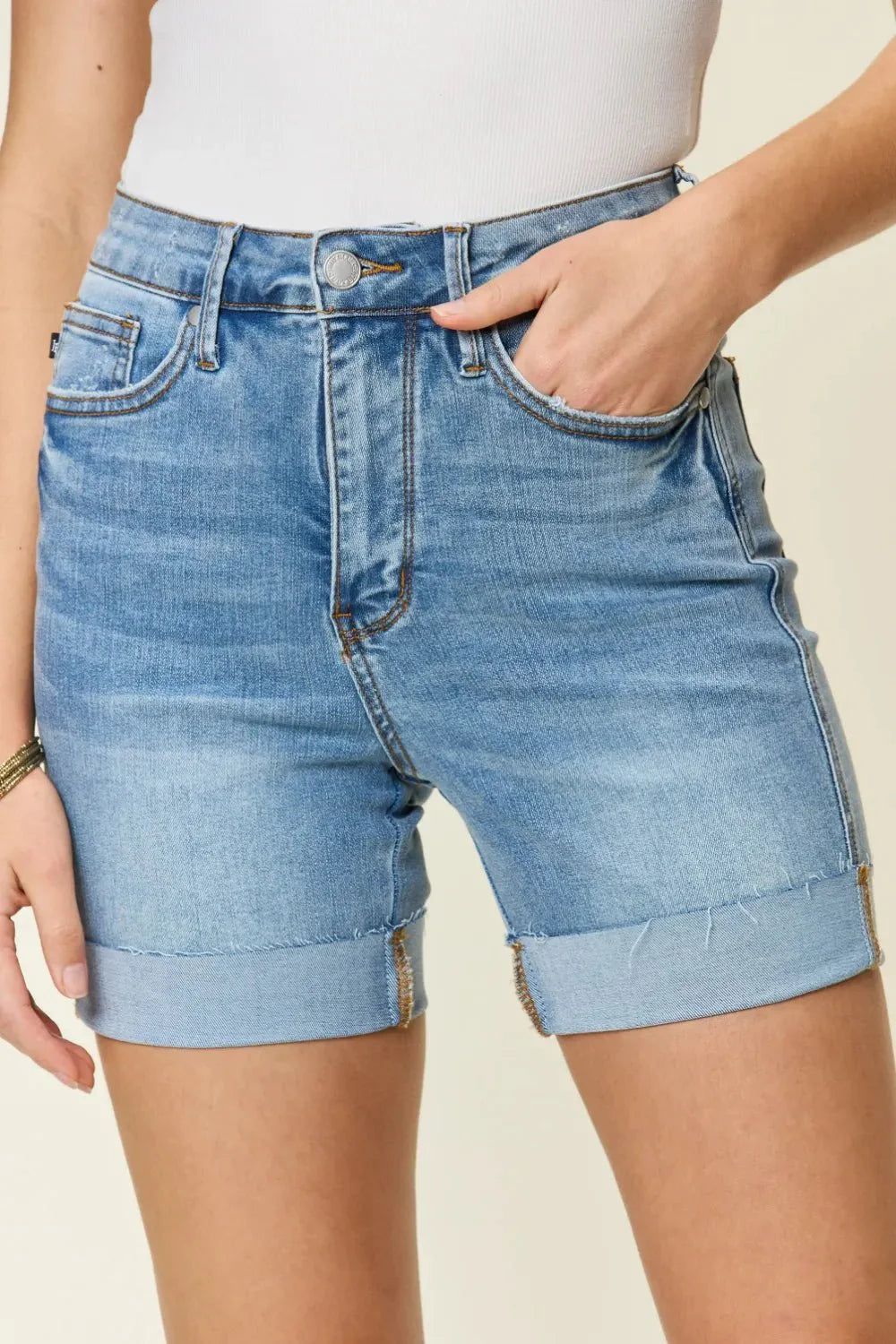 Judy Blue Full Size Tummy Control High Waist Denim Shorts | Includes Plus Size