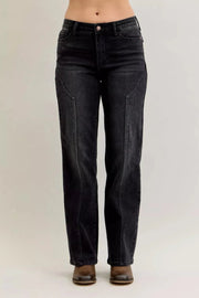 Judy Blue Mid Rise Straight Western Seam Detail Jeans
