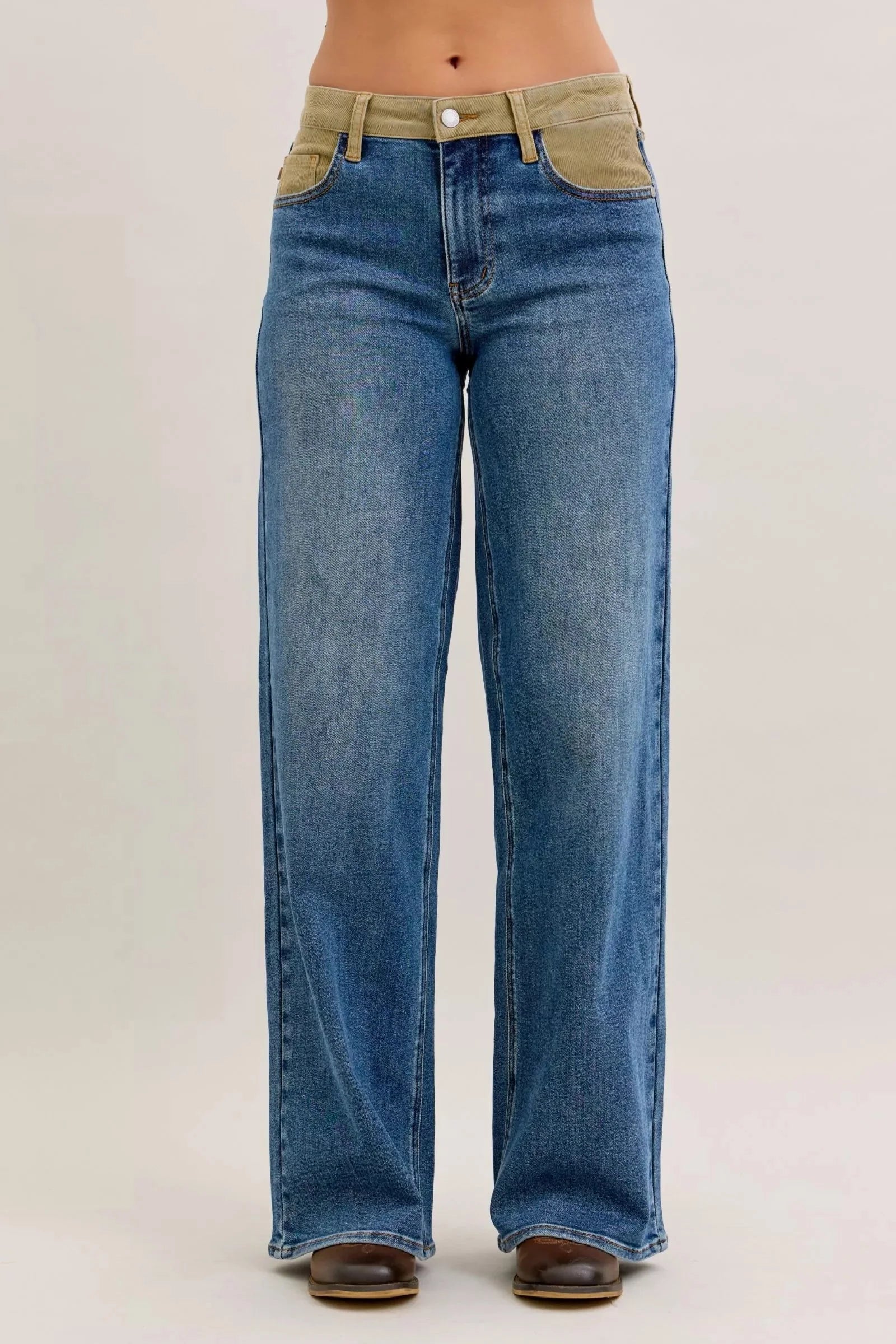 Judy Blue Mr Column Straight Jeans With Corduroy Waist