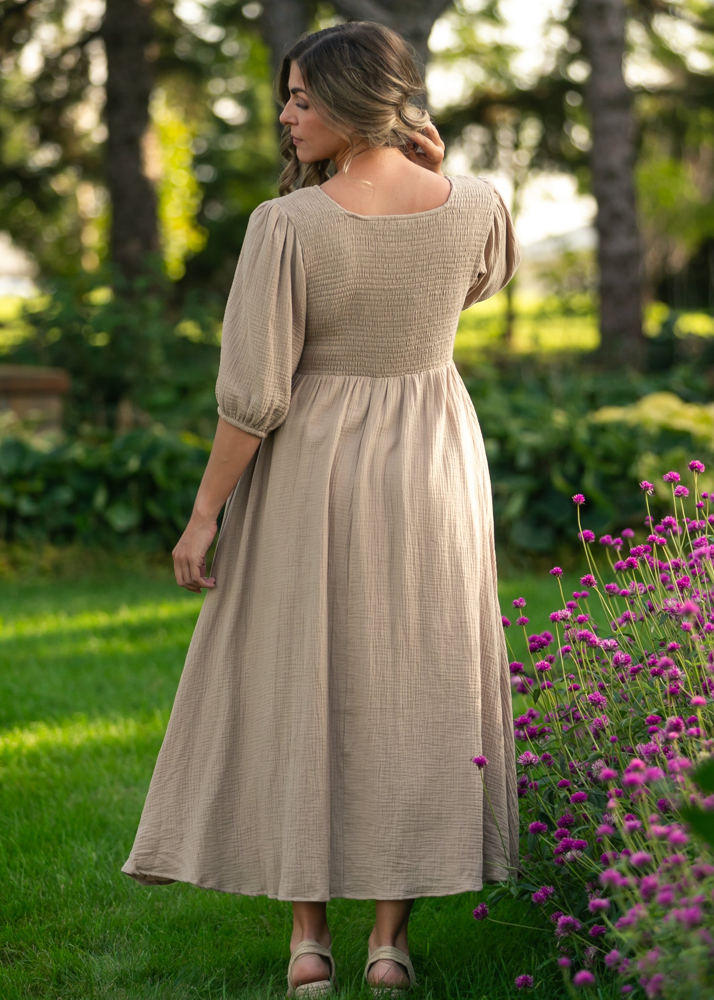 long gauze dresses Woven Cotton Gauze Cross Back Ruffle Maxi Dress S / Black