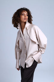 Diva Business Style Beige Organic Cotton Shirt