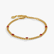 July Birthstone Ruby Curb Chain Bracelet