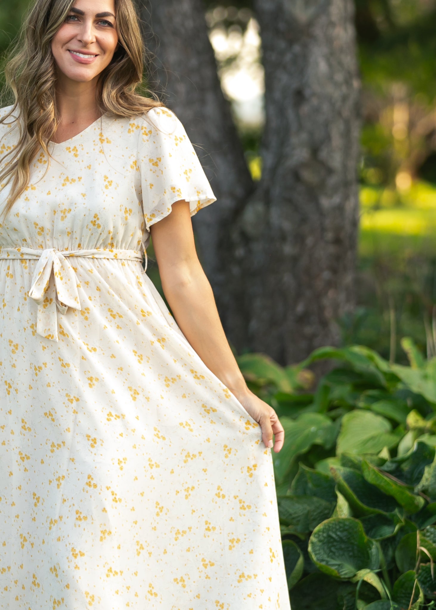 Lilia Flutter Sleeve Maxi Dress
