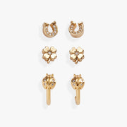 Love And Luck Stud & Hoop Earrings Set Of 3